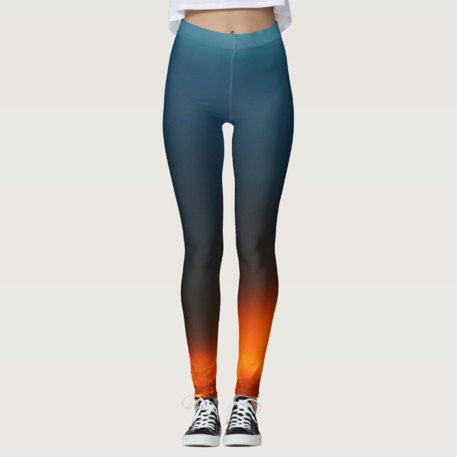 Legging de sonho, céu laranja e azul (Frente)