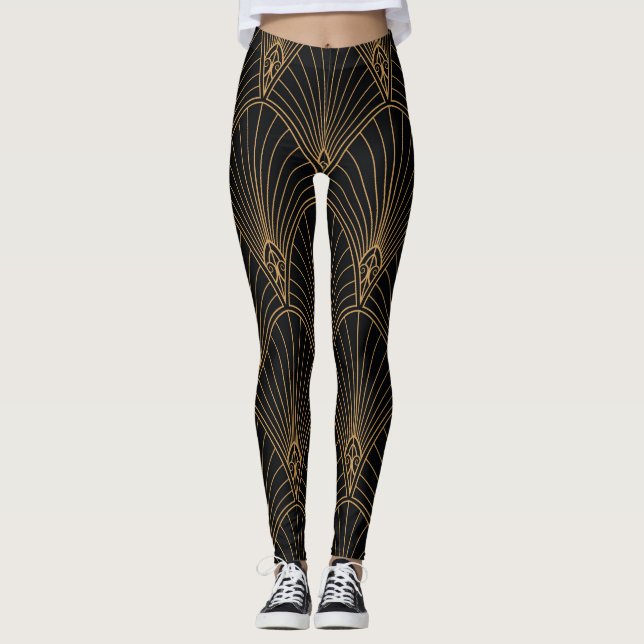 Legging Deco da arte: padrão geométrico clássico. (Frente)
