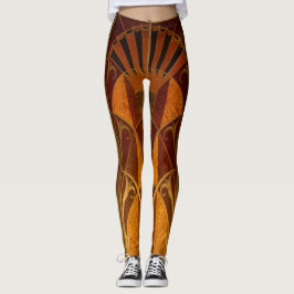 Legging Deco de Arte Dourada e Borgonha