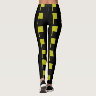 Legging Deco de Arte Moderna Verde Dourada Preta 4Dina