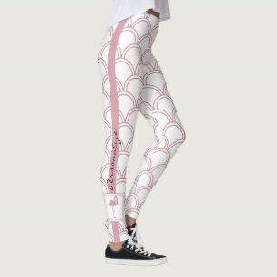 Legging Deco de Arte Personalizado Padrão de Onda Flamingo