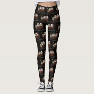 Legging Decoração de Natal de Trenó Nevado de Gato Persa