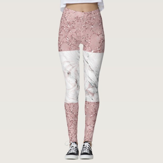 Legging Decoração Dourada do Glam Moderno com Mármaco e Gl (Frente)