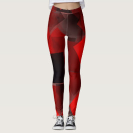 Legging decoração geométrica abstrato preto vermelho