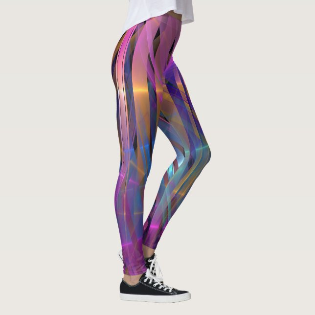 Legging decoração geométrica brilhante com abstrato stripe (Direita)