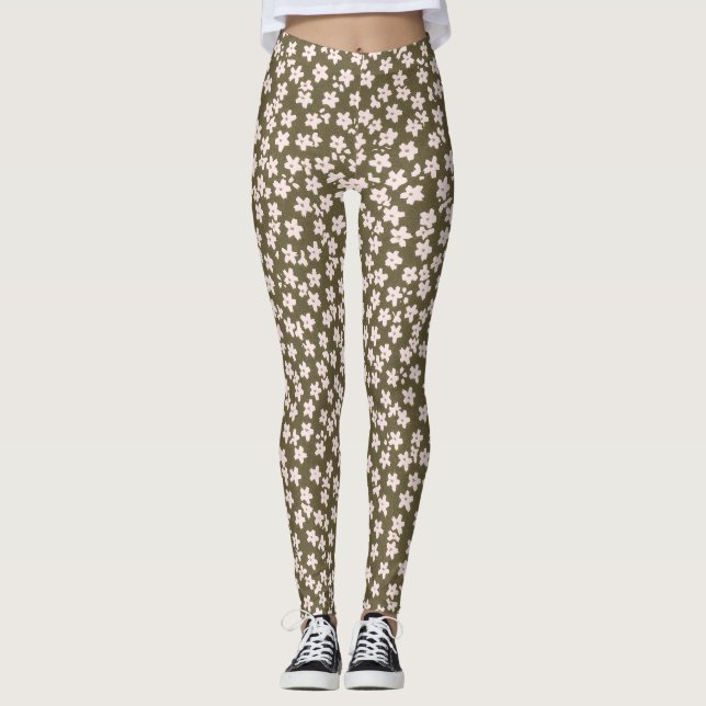 Legging Decorative Retro Japanese Floral Pattern (Frente)