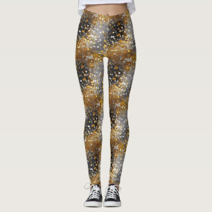 Legging Decorativo, Espetacular, Brilhante, Preto, Dourado