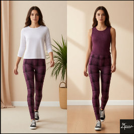 Legging Deep Mauve Tufted Glitch Grid Pattern