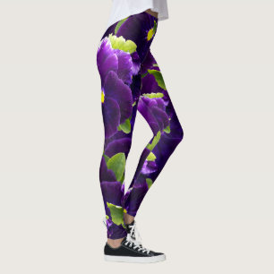 Legging Deep Purple Pansy Clusters: Beleza Majestosa