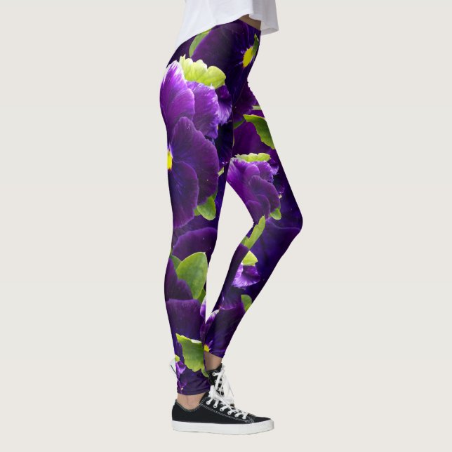 Legging Deep Purple Pansy Clusters: Beleza Majestosa (Direita)