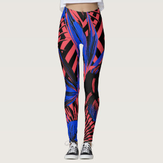 Legging Deixa o padrão tropical verde claro
