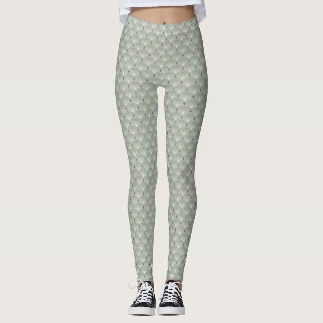 Legging Delicado verde e cinza, deco de arte. (Frente)