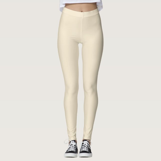 Legging Delicar Cor Sólida do bege creme (Frente)