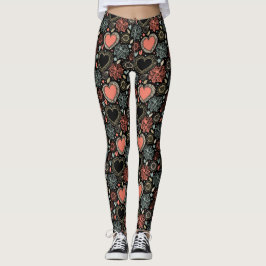 Legging Delícia de Flores Escuras: Padrão Floral Sem Costu