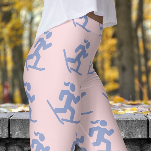 Legging Delicioso padrão de neve rosa (Womens Snowshoe Running on Pale Pink Leggings)