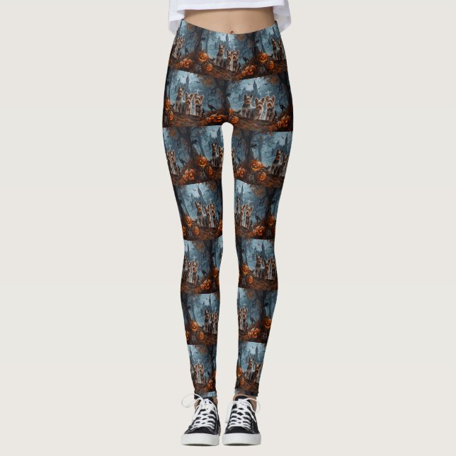 Legging Delight Noturno de Terrier Halloween (Frente)