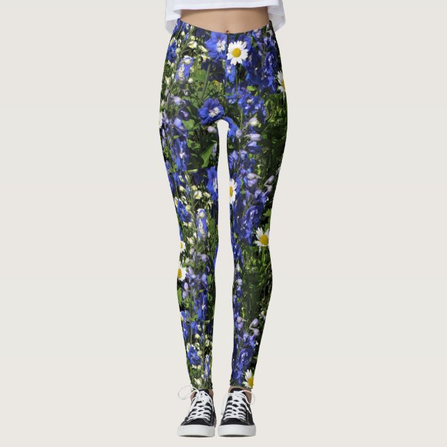 Legging Delpininiums e margaridas (Frente)
