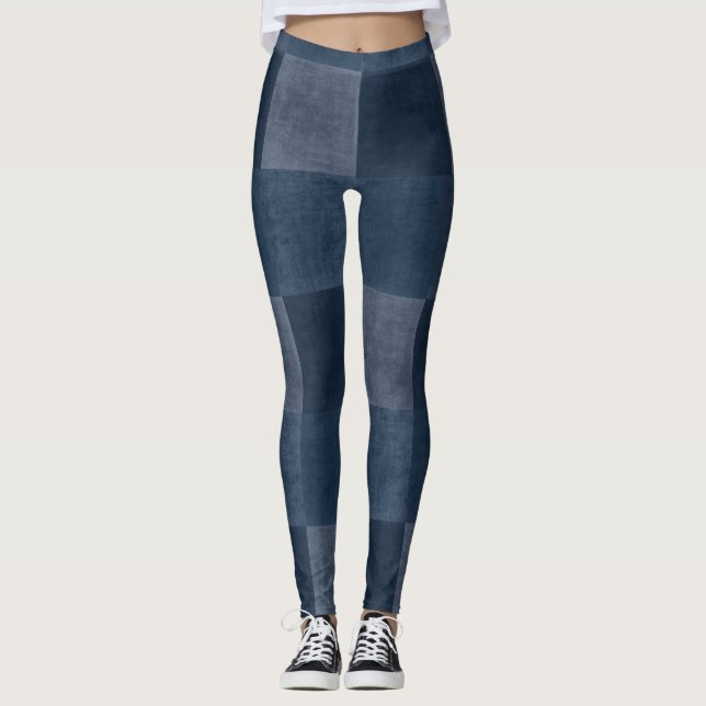 Legging Denim Blues - Jeans Entalhados Divertidos - Olhos (Frente)