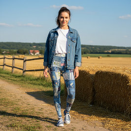 Legging Denim Patchwork