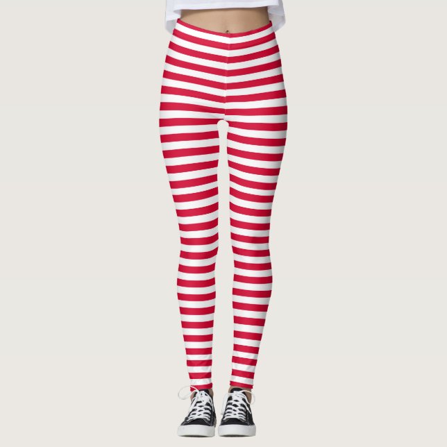 Legging Denmark flag stripes country color pattern red whi (Frente)