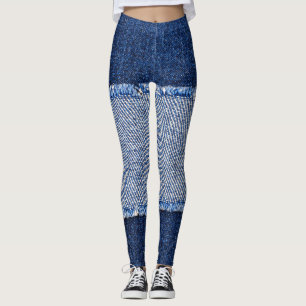 Legging Densidade torn: tecido jeans azul.
