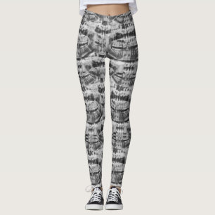 Legging dentes de horror pretos e padrão branco