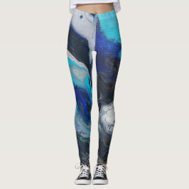 Legging Derramamento de acrílico cores frias e metálicas