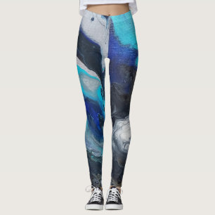 Legging Derramamento de acrílico cores frias e metálicas