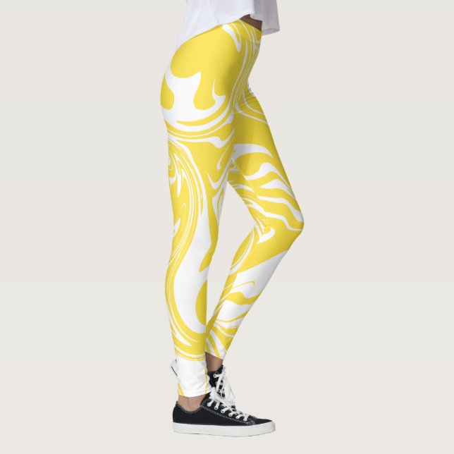 Legging Derramar - Amarelo limão e branco (Direita)