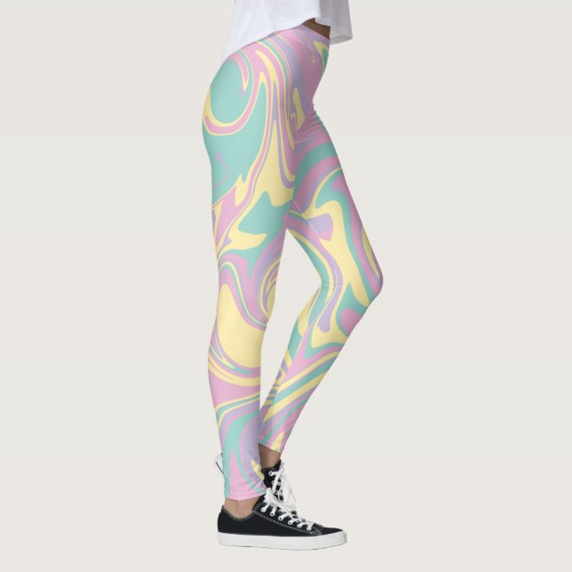 Legging Derramar - Rosa Pastel, Amarelo, Roxo e Verde (Direita)