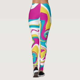 Legging Derramar - Turquesa, Amarelo, Rosa e Branco