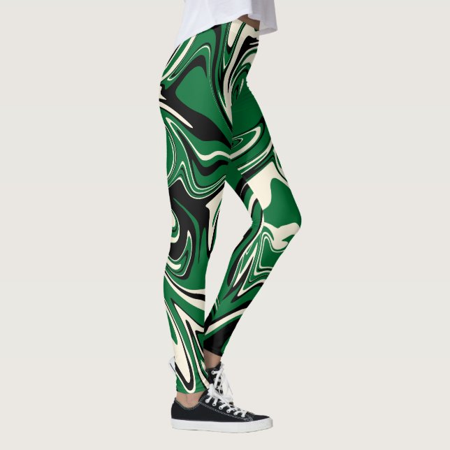 Legging Derramar - Verde, Creme e Preto (Direita)