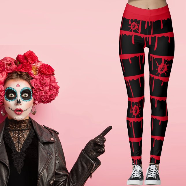 Legging Derrame de sangue Impressões de palma sangrentos n (#leggings, #halloween, #drippingblood, #bloodypalmprints,)