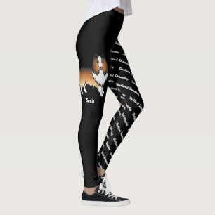Legging Desative o nome da Sheltie & Dog e Breed de desenh