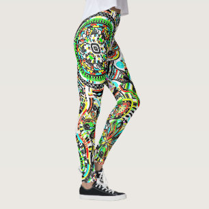 Legging Desenhando Arte de Fantasia - Flores Abstratas 3