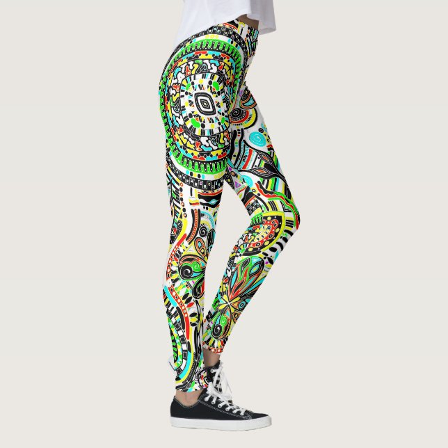 Legging Desenhando Arte de Fantasia - Flores Abstratas 3 (Direita)