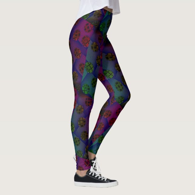 Legging DESENHAR MODERN abstrato, azul-esverdeado, vermelh (Direita)