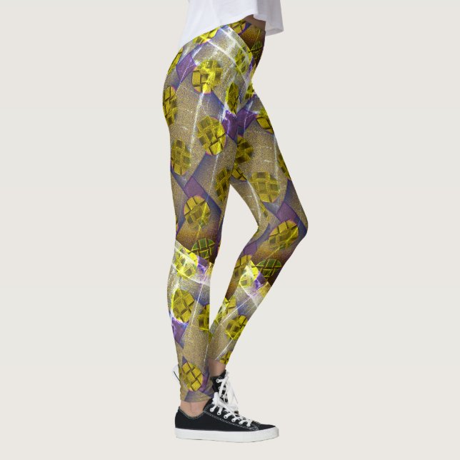Legging DESENHAR MODERN-abstrato com luz amarela-acastanha (Direita)