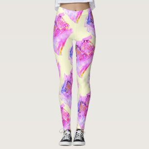Legging DESENHAR MODERN-abstrato, cor-de-rosa-rosa-amarelo