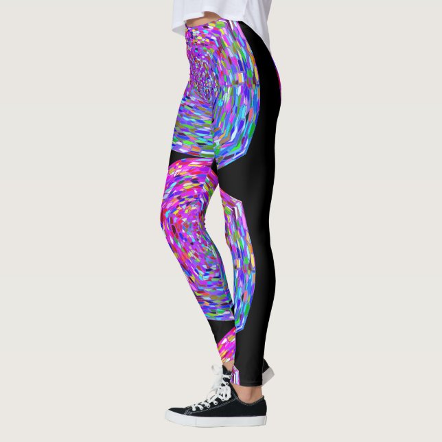 Legging DESENHAR MODERN abstrato em azul-preto-rosa-claro (Esquerda)
