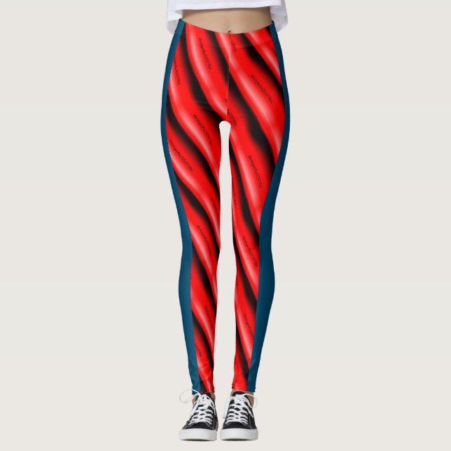 Legging DESENHAR MODERN abstrato em azul vermelho preto (Frente)