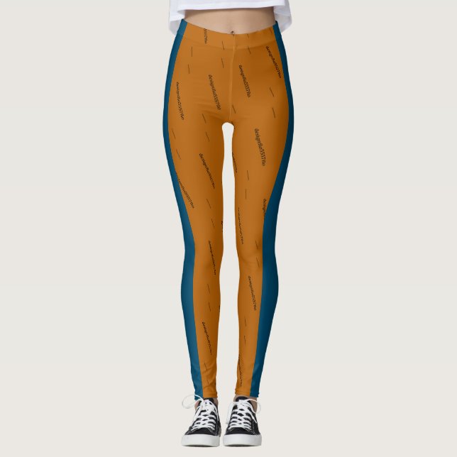 Legging DESENHAR MODERN abstrato em laranja azul preto (Frente)