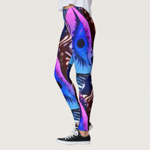 Legging DESENHAR MODERN-abstrato, em mosaico azul-púrpura-