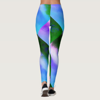 Legging DESENHAR MODERN-abstrato em mosaico azul-roxo-verd