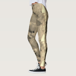 Legging DESENHAR MODERN abstrato em preto-acastanhado-dour