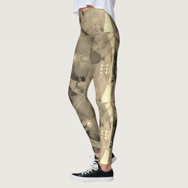 Legging DESENHAR MODERN abstrato em preto-acastanhado-dour (Esquerda)