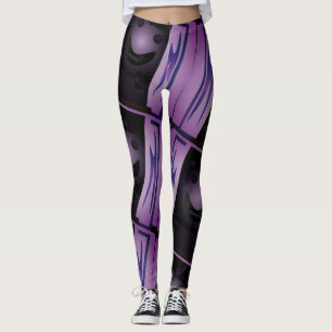 Legging DESENHAR MODERN abstrato em preto-azul-púrpura