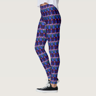 Legging DESENHAR MODERN abstrato em preto-vermelho-claro -