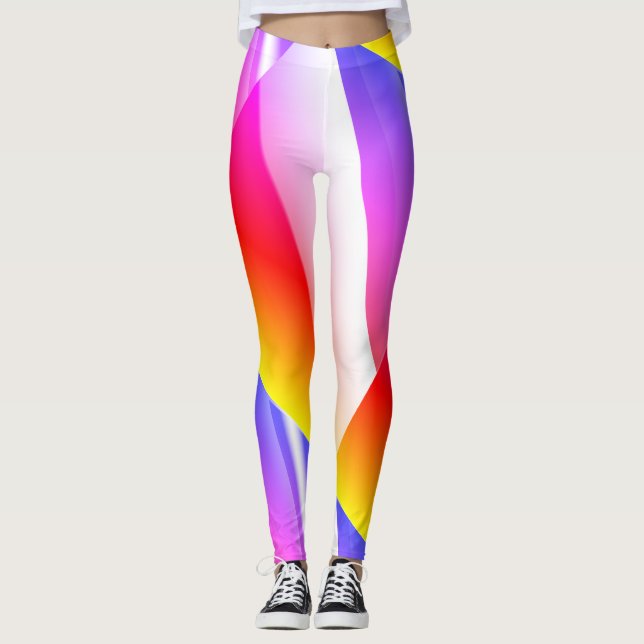 Legging DESENHAR MODERN abstrato em rosa-amarelo-azul-verm (Frente)