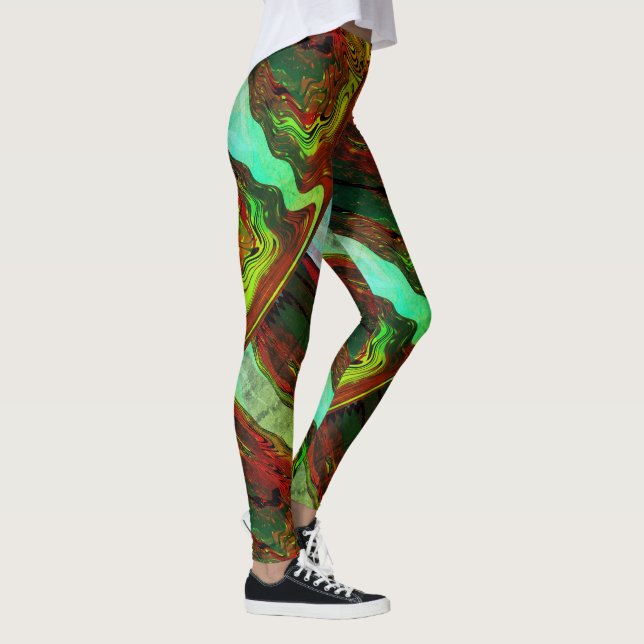 Legging DESENHAR MODERN-abstrato em-verde-azul-vermelho-ve (Direita)